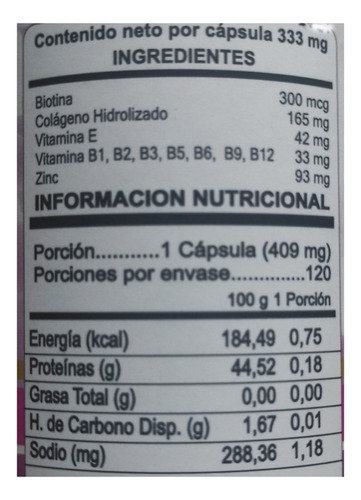 Biotina Ultra 120 Caps Colageno Hidrolizado Vitamina Zinc