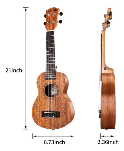 Ukelele Aodsk Soprano De 21 Pulgadas Para Principiantes Con