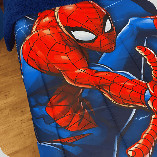 Edredom Solteiro Com Sherpa Estampado Spider Man 1,50mx2,20m