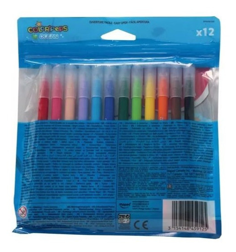 12 Plumones Maped Color Peps Ocean Base Agua Delgados¡¡