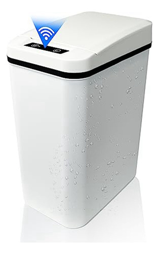 Papelera De Baño Automática Sin Contacto Con Tapa Blanca Sli