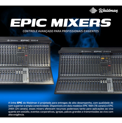 Mesa De Som Com 24 Canais 7 Aux Bluetooth Waldman Epic-2464