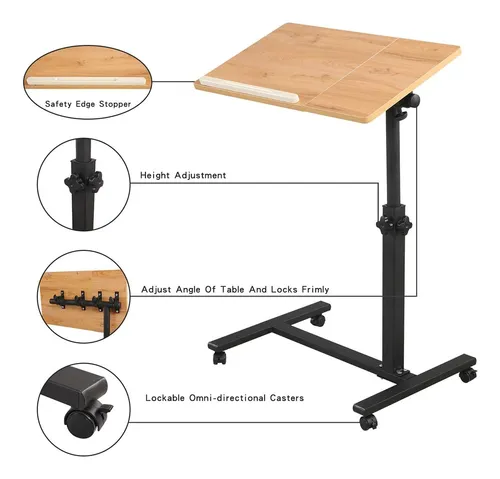 Mesa Plegable Escritorio De Madera Con Ruedas