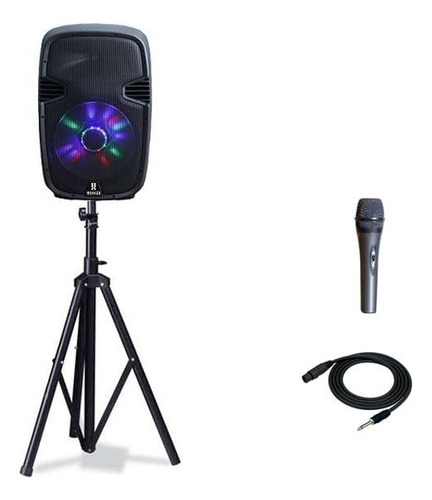 Alto-falante ativo Aurax At15 Pack com suporte e microfone, cor preta