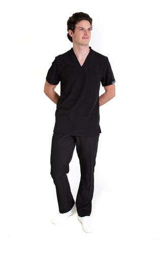 Conjunto Uniforme Médico Quirúrgico Negro Hombre Antifluido