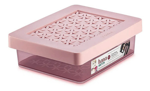 Caja organizadora multiusos con tapa de 1,4 litros, pequeña, color rosa