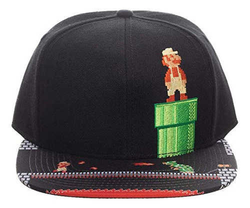 Super Mario Video Game 8-bit Gorra Negra Snapback