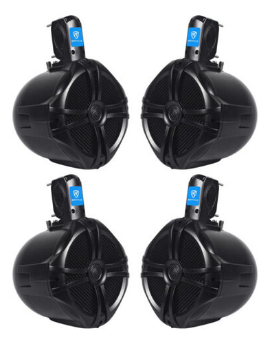 (4) Rockville Rwb80b 8 Black 2 Way 300 Watt Marine Wake Ccc