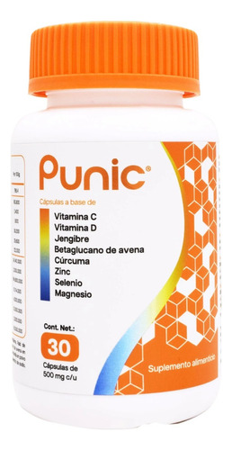 Vitaminas Punic 30 Capsulas Vitaminas E D Minerales Zinc Sabor Sin Sabor