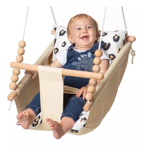 Columpio de bebé para interiores, columpio de lona para bebé, hamaca de  madera colgante con cinturón de seguridad, columpio para árbol de bebé para