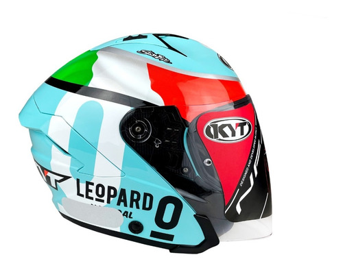 Capacete Aberto Kyt Nf-j Piloto Gp Dennis Fogia Leopard Azul