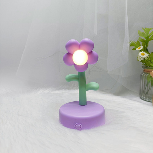 Lámpara De Mesa De Flores, Luz Nocturna, Con Pilas,