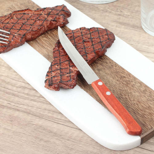 6 Cuchillos Asado Para Carne Mango Madera 4.5 Pulgadas