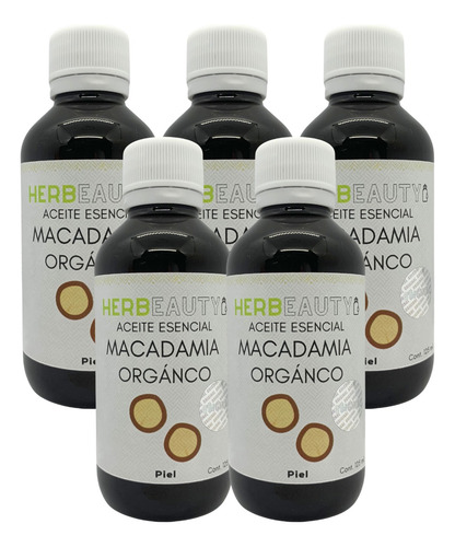 Aceite Esencial Para La Piel Herbeauty Macadamia 125ml Pack5