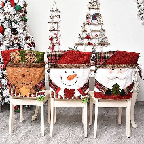 3 Fundas Para Respaldo De Silla De Navidad, Decoración De Fi