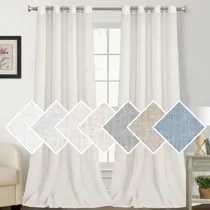 Comprar Cortinas De Lino Natural Filtrantes De Luz 2 Paneles 132 Cm