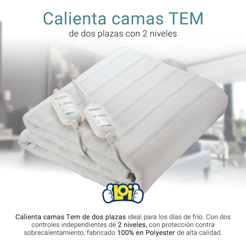Imagen 2 de 3 de Calienta Camas Tem 2 Plazas 2 Controles De Temperatura Loi
