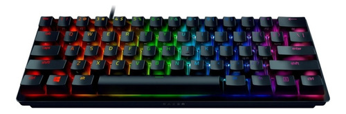 Teclado gamer inalámbrico Razer Huntsman Mini QWERTY Razer Purple inglés US color negro con luz RGB