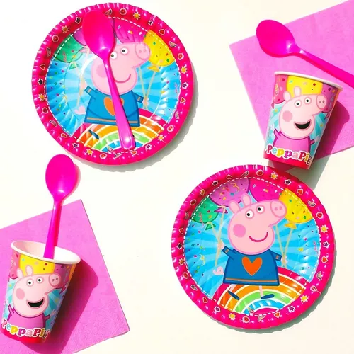 Kit Combo Peppa Pig Rosa Pastel Deco Cumpleaños