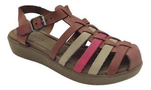 Sandalias De Mujer Chocolate Cuero Super Comodas Y Livianas