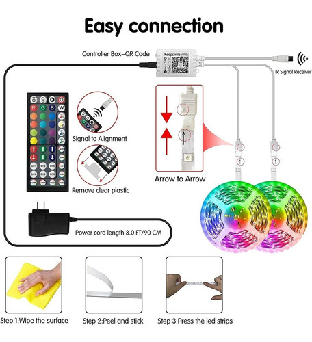 Tira De Luz Led Con Control Remoto Bluetooth De 15 Metros