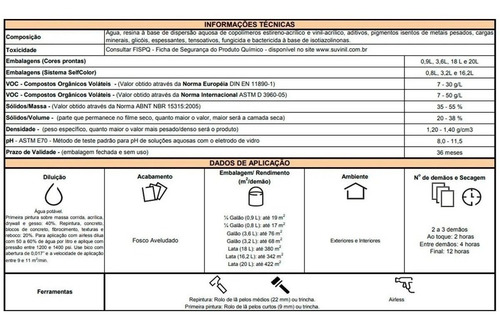 Tinta Clássica Premium Fosco 800ml Cores Intensas 03 Suvinil