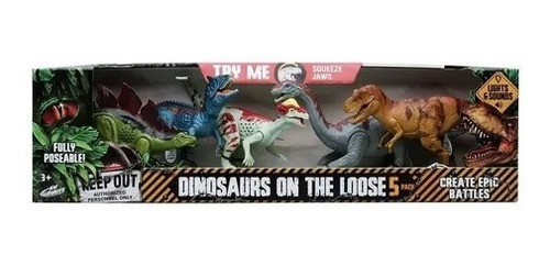 Imagen 1 de 9 de Set De 5 Dinosaurios Con Luces Y Sonido Kid Galaxy