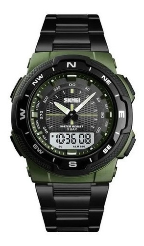 Relojes Skmei Verde Acero Ana/ Digi -crono-alarma-japan 1370