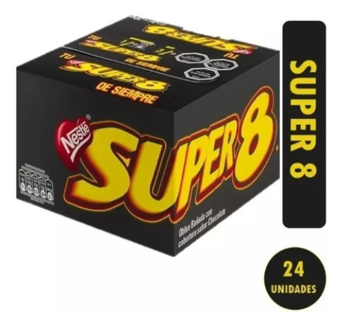 Oblea Bañada Chocolate Super8 24 Unidades De 29gr