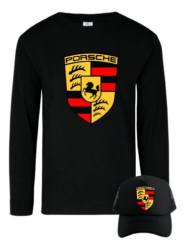 Camiseta Porsche Manga Larga Camibuso Obsequio Gorra Gtx1