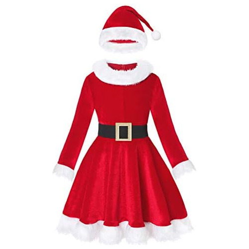 Disfraz De Señorita Claus Niñas, Vestido Rojo De Navi...