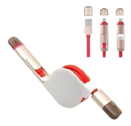 Cable Usb Retractil 2 En 1 Android (v8) Y iPhone 