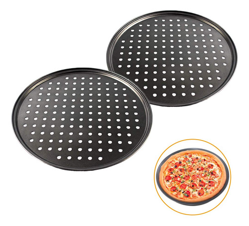 2 Mold Para Pizza 12.0 In Agujero Antiadherente Hornear