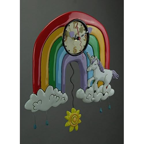 Reloj De Pared De Péndulo Caprichoso Arcoíris Y Unic...