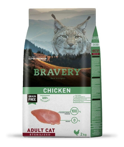 Alimento Para Gatos Adultos Esterilizado Bravery pollo 2 kg