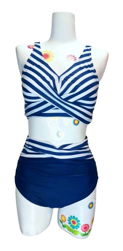 Traje De Baño Talla Mediana Color Azul Marino M27