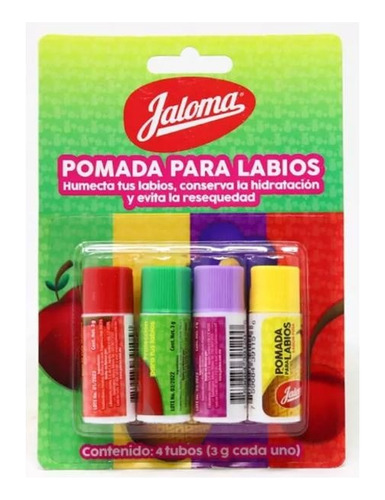 Pomada Para Labios Blister Con 4 Tubos De 3 Gr C/u -jaloma-