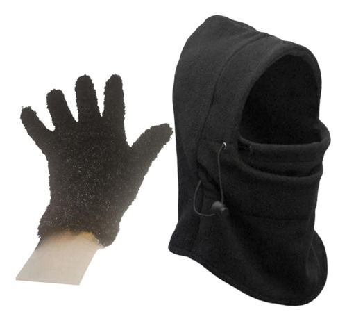 Cuelo Capucha Pasamontaña Más Guantes Peludos 