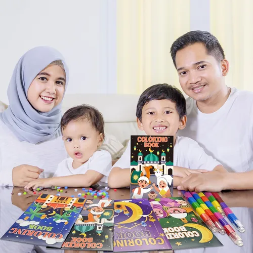 Set De Libros Para Colorear Cinrobiye Ramadan Con 24 Crayone