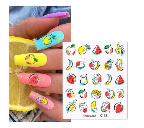 Lamina Sticker Pegatina Para Uñas Diseño Frutas Mujer