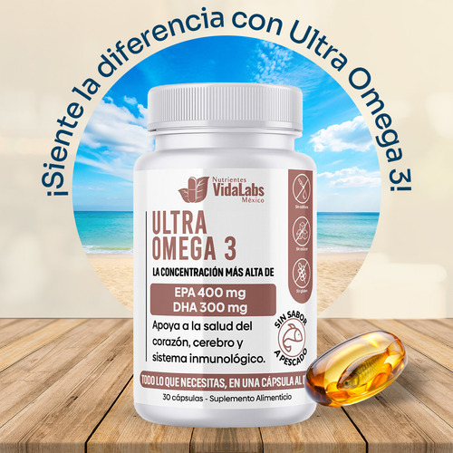Pack 6 Frascos Ultra Omega 3 Nutrientes Vidalabs México 400 EPA Y 300 DHA