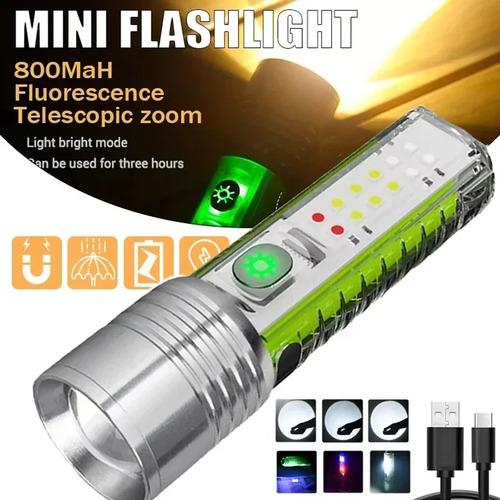 Linterna Led Recargable Usb C, Mini Llavero Led