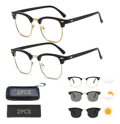 De 2pz Lentes Fotocromática Gafa Con Filtro De Luz Azul
