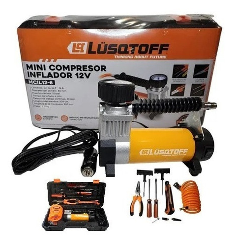 Compresor Inflador Lusqtoff 12v + Acces Maletin Auto Camio