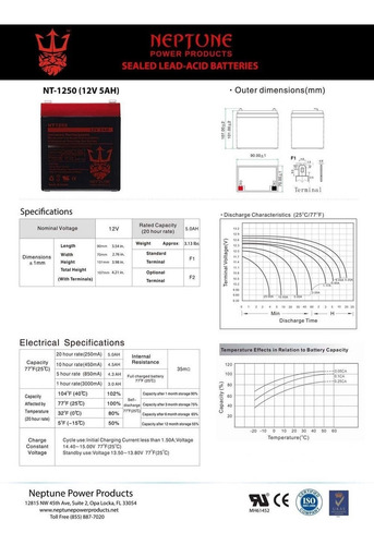 12 V 5 Ah Sistema De Alarma Batería Copia De Seguridad De Vi