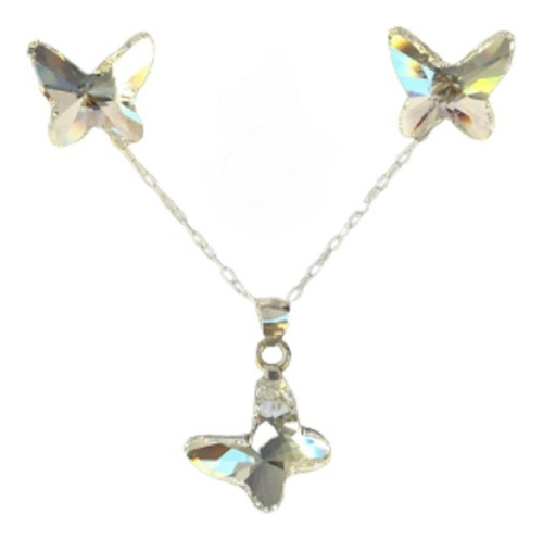 Conjunto Mariposas, Made With Swarovski, Base Plata