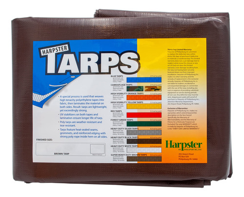 15 Pies X 15 Pies Super Heavy Duty 8 Oz Brown Tarps 16 Mil D