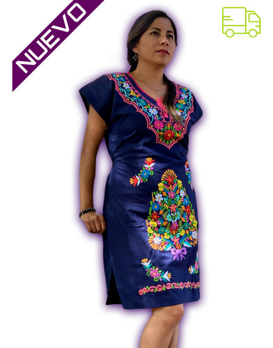 Vestido Elegante Artesanal Quimono Mexicano Casual