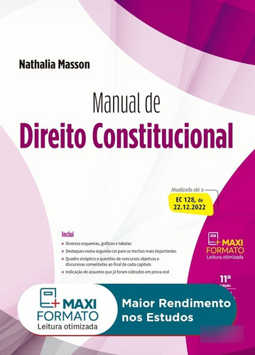 Manual De Direito Constitucional, De Nathalia Masson. Editora Juspodvim, Capa Mole, 11ª Edição Em Português, 2023