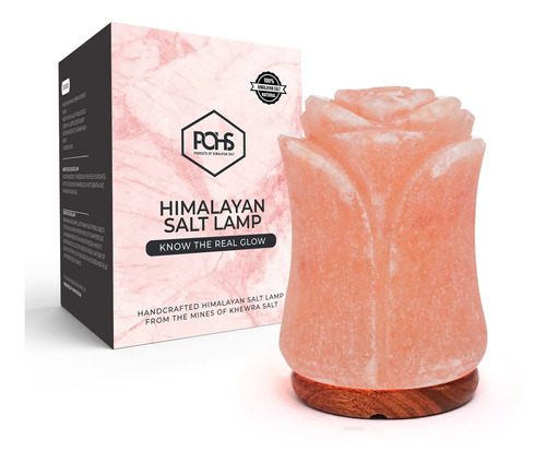 Pohs Lampara Sal Natural Himalaya 100% Forma Flor Rosa; Roca